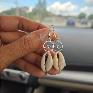 Wavebound Shell Dangle Earrings with Silver Accents